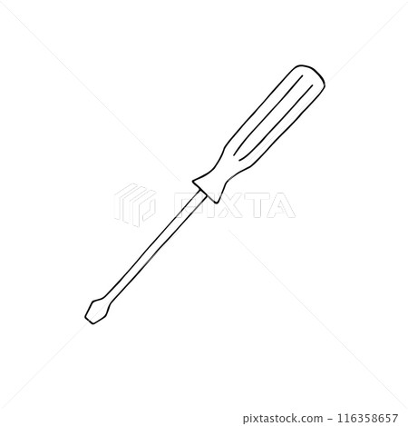 Vector hand drawn outline screwdriver 116358657