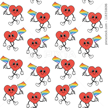 Vector seamless pattern of heart with lgbtq flag Vector seamless pattern of heart with lgbtq flag 116358696