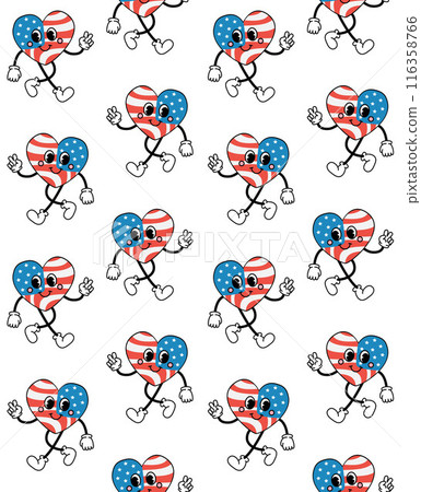 Vector seamless pattern of heart with USA flag 116358766