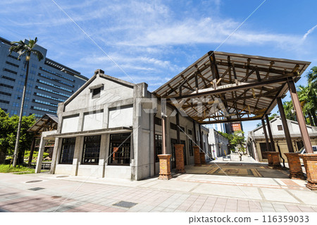 Building view of the POPOP Taipei (former Nangang Bottle Cap Factory), Taiwan. Built in 1943, was a local manufacturer of corks during the Japanese Colonial Rule period. Building view of the POPOP Taipei (former Nangang Bottle Cap Factory), Taiwan. Built in 1943, was a local manufacturer of corks during the Japanese Colonial Rule period. 116359033