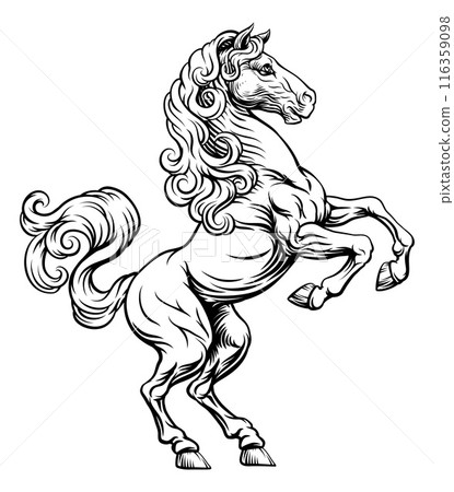 Horse Crest Rampant Coat of Arms Heraldic Heraldry 116359098