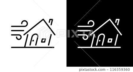 Simple windstorm house line icon Simple windstorm house line icon 116359360