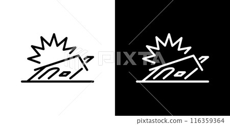 簡單的完全被摧毀的房子線圖標 116359364