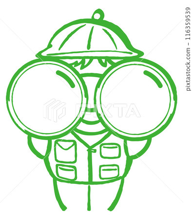 一個人用雙筒望遠鏡的插圖 116359539