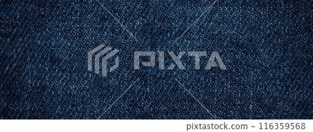 Texture navy blue background from knitted jeans textile with wicker pattern. Vintage denim fabric 116359568