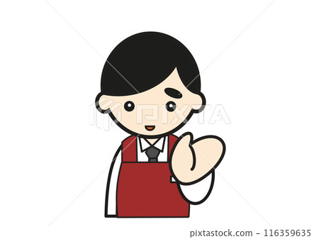 Supermarket clerk in guide pose Supermarket clerk in guide pose 116359635