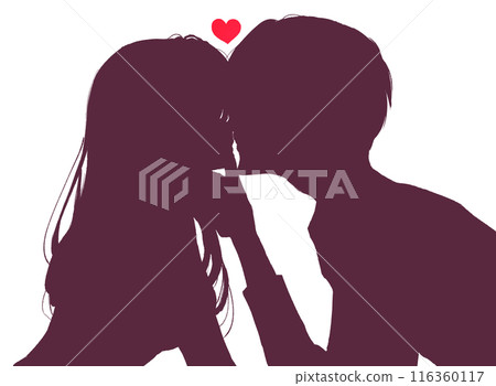 接吻男人與女人，吻下巴，皮影戲 116360117