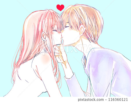 男人和女人接吻,下巴接吻 男人和女人接吻,下巴接吻 116360121