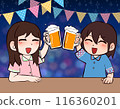 Young female anime characters toasting with beer 116360201