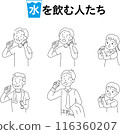 People drinking water to prevent heatstroke 116360207