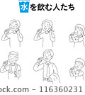 People drinking water to prevent heatstroke 116360231
