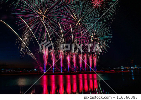 Fireworks reflected in the water Fireworks reflected in the water 116360385