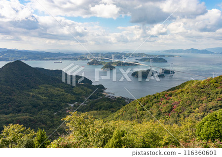 俯瞰著Kurushima Channel Bridge 116360601