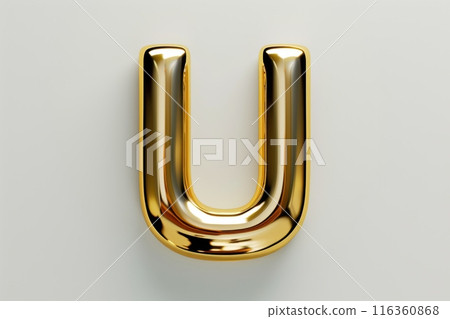 The uppercase letter U is made of white and gold with Generative AI The uppercase letter U is made of white and gold with Generative AI 116360868
