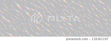 A stream of transparent rainbow sparks and reflections from glass or prism in the form of a seamless pattern A stream of transparent rainbow sparks and reflections from glass or prism in the form of a seamless pattern 116361197