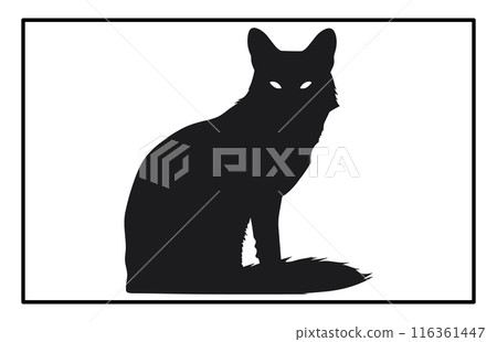 Arctic fox silhouette, illustration black silhouette of a fluffy northern polar arctic fox isolated on white. Arctic fox silhouette, illustration black silhouette of a fluffy northern polar arctic fox isolated on white. 116361447