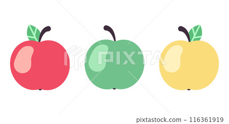 Three different apples. Vector flat illustration Three different apples. Vector flat illustration 116361919