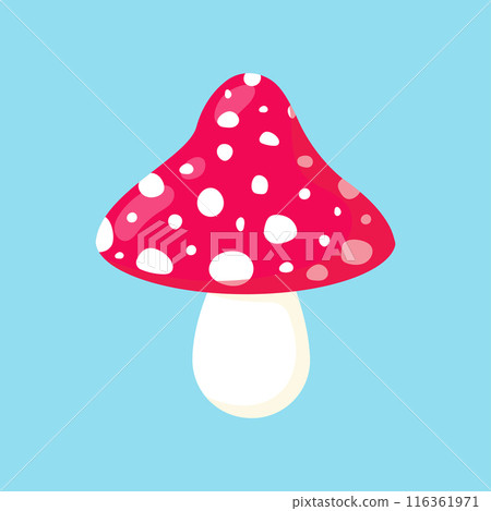 Red fly agaric. Poisonous mushroom. Vector illustration in flat style Red fly agaric. Poisonous mushroom. Vector illustration in flat style 116361971