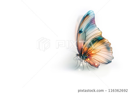 Gentle Nature Background with Butterfly on White Background 116362692