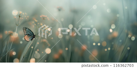 Gentle Nature Background with Butterfly and Blurred Background 116362703