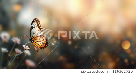 Gentle Nature Background with Butterfly and Blurred Background 116362720