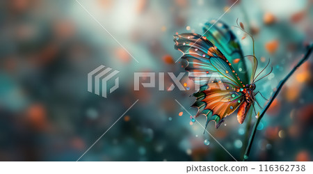 Gentle Nature Background with Butterfly and Blurred Background 116362738