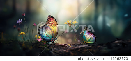 Gentle Nature Background with Butterfly and Blurred Background 116362770