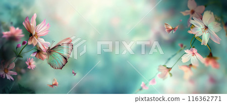 Gentle Nature Background with Butterfly and Blurred Background 116362771