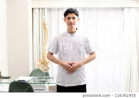 Asian male medical worker in white coat Asian male medical worker in white coat 116362958