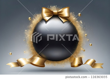 New Year greeting card, snow, New Year balls and place for text 116363035