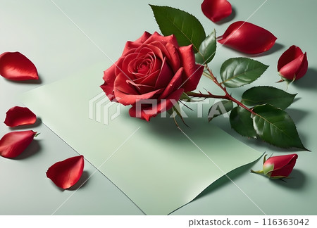 beautiful colorful red roses with empty blank 116363042
