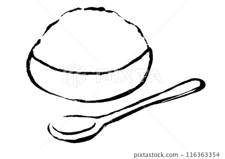 碗中糖的插圖，帶有刷子觸摸和附有勺子 116363354