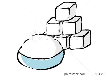 用畫筆描邊在碗中堆積糖塊和糖的插圖 116363358