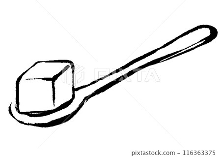 湯匙上方糖的線條畫插圖 116363375