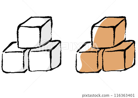 糖塊與畫筆描邊的插圖 116363401