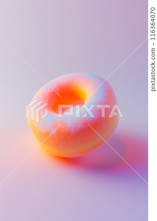 A donut with powdered sugar on top 116364070