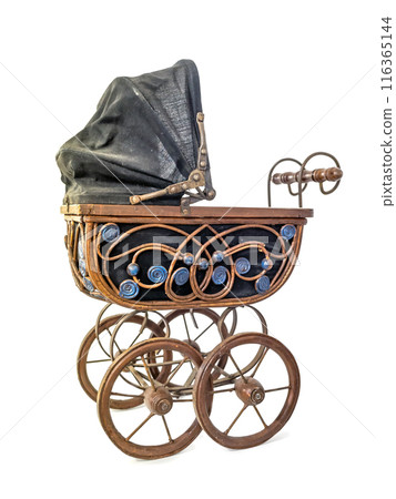 Retro baby carriage on white 116365144