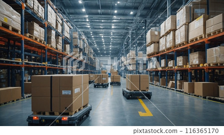 Image of an AI automated warehouse: The logistics warehouse of the future 116365170
