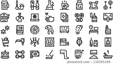 Addictions Icons collection is a vector illustration with editable stroke. Addictions Icons collection is a vector illustration with editable stroke. 116365289