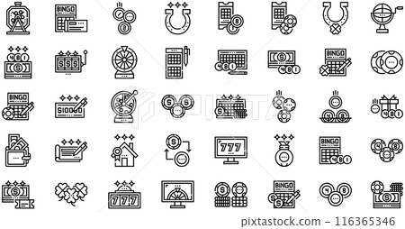 Lottery Icons collection is a vector illustration with editable stroke. 116365346