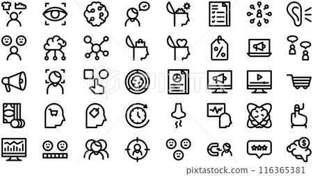 Neuromarketing Icons collection is a vector illustration with editable stroke. 116365381