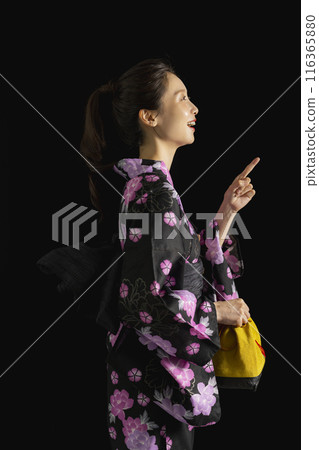 Woman in black yukata for black background compositing Woman in black yukata for black background compositing 116365880