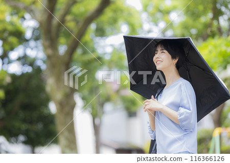 A woman holding a parasol A woman holding a parasol 116366126