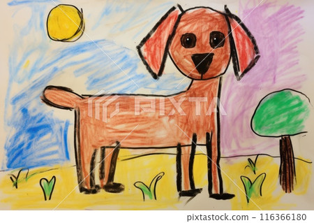 childlike drawing of dog illustration 116366180