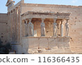 Column with a carved image of a goddess in the Erechtheion temple on the Acropolis, Athens 116366435