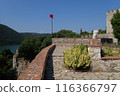 Albanian flag on the Acropolis of Butrint, Albania 116366797