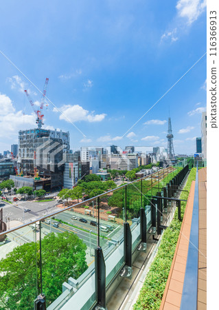 Chunichi Building, view from the rooftop plaza on the 7th floor (Nagoya City, Aichi Prefecture) Chunichi Building, view from the rooftop plaza on the 7th floor (Nagoya City, Aichi Prefecture) 116366913