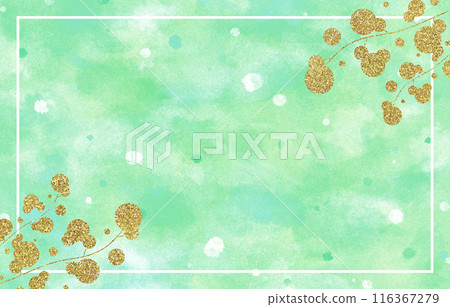 Background material watercolor leaves gold green 116367279