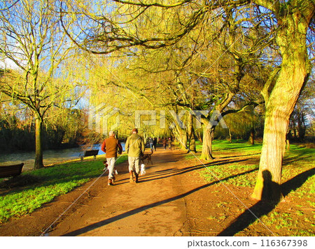 春天日落時的河流和長廊 春天日落時的河流和長廊 116367398