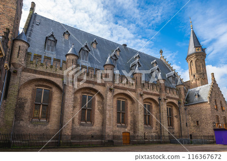 The Ridderzaal, Hall of Knights, the main building of Binnenhof in the Hague, Netherlands 116367672